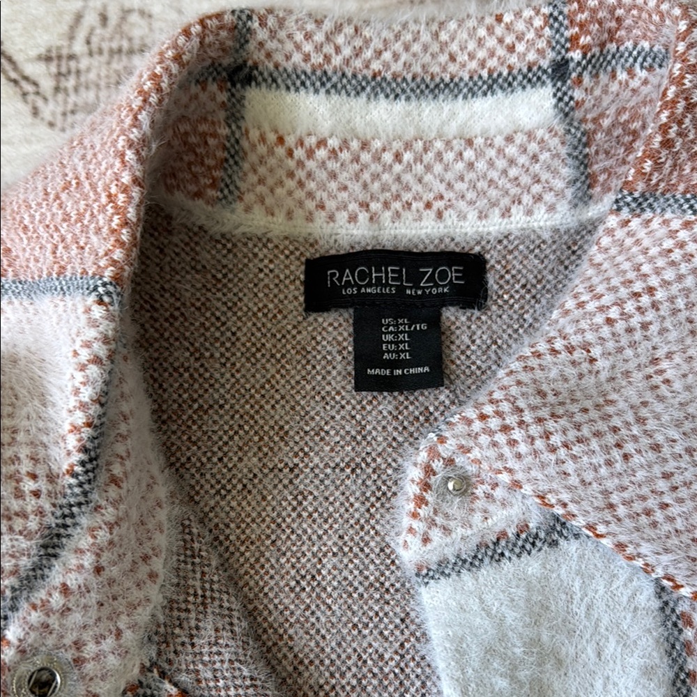 Plaid Button Snap Fuzzy Jacket - image 3